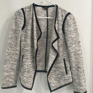 Ann Taylor Petite XXSP Black and White Tweed Open Front Jacket